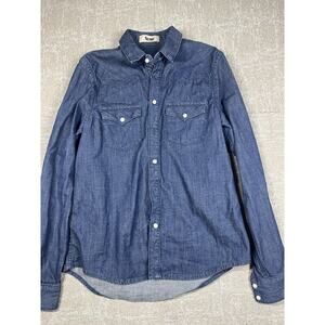 Acne Womens Casual Blue Button Down Casual Shirt Made In Turkey Size M